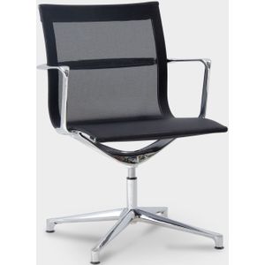 Vergaderstoel ICF Una Chair, zwart-mesh, voetkruis onderstel |