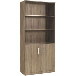 Draaideurkast Manage IT 200 x 90 cm Robson Eiken Half open | Uitgevoerd in melamine | Verkrijgbaar in 3 kleuren | Half open