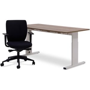 Thuiswerkplek Recht bureau T-line 160 x 80 cm + Bureaustoel Chris | 160 x 80 cm | Complete set | Uitstekende kwaliteit