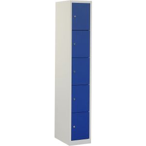 Locker Plain Elite 30 5-deurs Blauw | 5 deuren, 1 kolom | Cilinderslot | Gladde deur