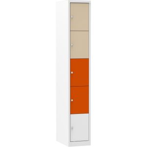 Lockerkast Multicolor Elite 30 cm 5-deurs Oranje / Taupe / Wit | Met 5 deuren | Cilinderof valgrendelslot | Gladde deur