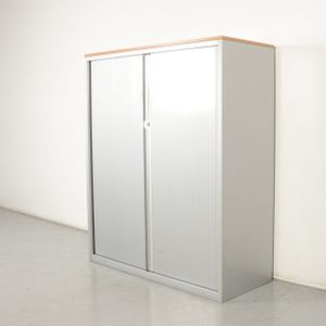 Mibra roldeurkast, aluminium, 147 x 120 cm, incl. 3 legborden, kersen topblad | Incl. topblad