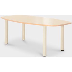 Solidesk kantinetafel, ahorn blad, 200 x 100 cm, ton blad, vaste hoogte | Duurzame keuze | Vast onderstel | voor 6-7 personen