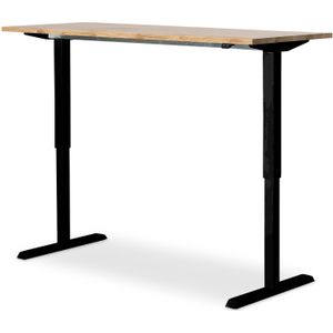 Zit-sta bureau Wood Series Home 160 x 60 cm | Tot 120,5 cm hoog | Keuze uit 2 compacte afmetingen | Massief eikenhouten blad