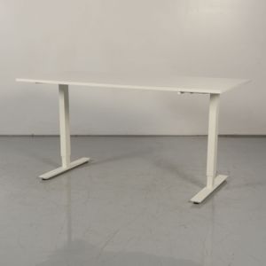 Zit-sta bureau Ikea Trotten Wit blad 160 x 80 cm | Blad van melamine | Handslinger verstelbaar | Staand werken mogelijk