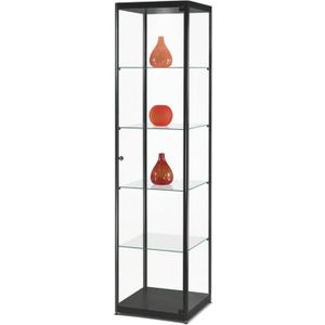 Vitrinekast MPC500 200x50cm incl. 4 legborden Zwart | 200 x 50 cm | Incl. 4 legborden | Verkrijgbaar in aluminium en zwart