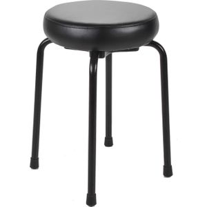 Tabouret Funky 45 Zwart | Hoogte: 45 cm | Kunstlederen bekleding | Verkrijgbaar in 4 kleuren