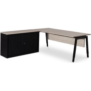 Directiebureau Design-line Plus 200 x 200 cm | Keuze uit 5 bladkleuren | Interne verticale kabeldoorgang | Hoogte instelbaar