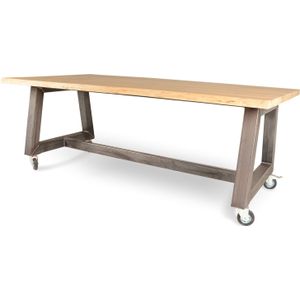 VergaderVergadertafel Timber Move 240 x 100 cm | Eiken blad | Verrijdbaar | Natuurlijke look
