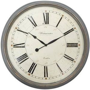 Clayre & Eef Wandklok Ø 76x6 cm Grijs Beige Kunststof Glas Westminster Clock Company London Muurklok