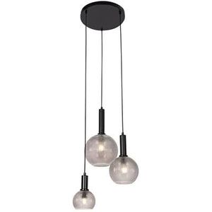 QAZQA Design hanglamp zwart met smoke glas 3-lichts - Chico