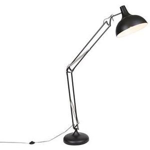 QAZQA hobby fl - Retro Vloerlamp | Staande Lamp - 1 lichts - H 1850 mm - Zwart - Woonkamer | Slaapkamer