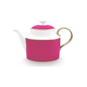 Pip Studio Chique roze theepot 1800ml - porselein - gouden randjes - ovaal