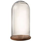 J-Line Stolp Rond Hout Glas Bruin Small