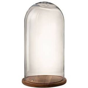 J-Line Stolp Rond Hout Glas Bruin Small