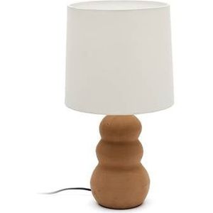 Kave Home - Madsen-tafellamp van terracotta met witte lampenkap