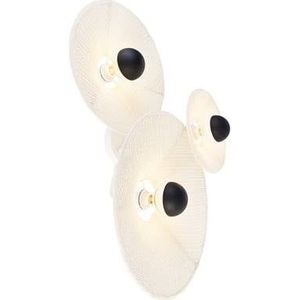 QAZQA Design wandlamp wit met stof 3-lichts - Jane