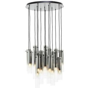 Brilliant Glasini Hanglamp 14-lichts - Zwart/Gerookt Glas