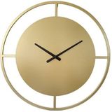 LW Collection Wandklok goud Danial 60cm - Grote industriële gouden wandklok - Moderne wandklok - Stil uurwerk