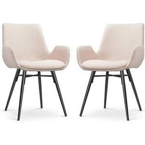 Nolon Nova-Eef Eetkamerstoelen Set van 2 - Beige - Zwarte Poten