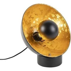 QAZQA Industri�le tafellamp zwart met gouden binnenkant - Magna Eglip