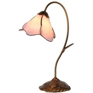 Clayre & Eef Tiffany Tafellamp 30x48 cm Roze Glas Tiffany Bureaulamp