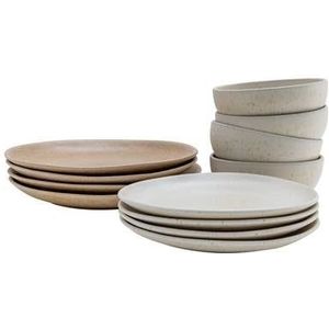 by fonQ Mixed Ceramics Serviesset 12-delig - Zand/Cr�me