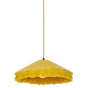 QAZQA Retro hanglamp geel velours met franjes - Frills