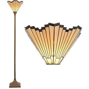 Clayre & Eef Tiffany Vloerlamp 37x37x183 cm Goudkleurig Polyresin