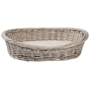 Clayre & Eef Hondenmand 74x57x19 cm Grijs Rotan Ovaal Hondenbed