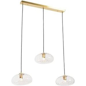 QAZQA Hanglamp goud met glas langwerpig 3-lichts - Ayesha