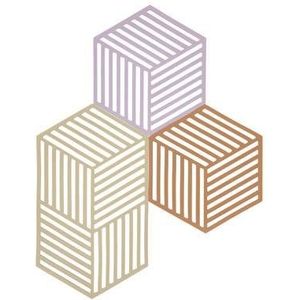 Zone Denmark Hexagon Onderzetter - Set van 3 - Lupine/Warm Sand/Light Terracotta