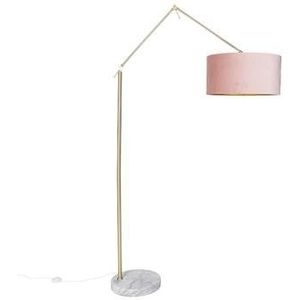QAZQA Moderne vloerlamp goud velours kap roze 50 cm - Editor