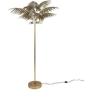 Clayre & Eef Vloerlamp Palm � 100x193 cm Goudkleurig Ijzer Staande