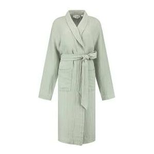 Yumeko kimono badjas gewassen linnen wafel misty green m