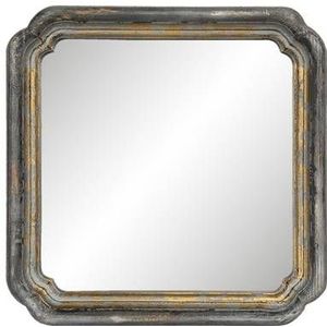 Clayre & Eef Spiegel 44x44 cm Goudkleurig Hout Vierkant Grote Spiegel
