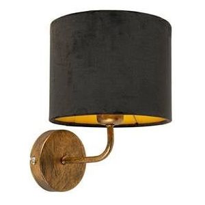 QAZQA Vintage wandlamp goud met zwarte velours kap - Matt
