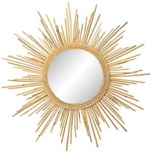 Clayre & Eef Spiegel Zon � 80 cm Goudkleurig Rotan Grote Spiegel