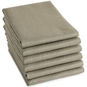 DDDDD - 6x Theedoek - Logo - 60x65 cm - Taupe - Set van 6 stuks