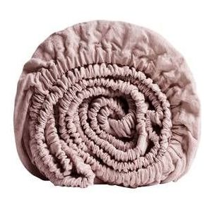 Yumeko hoeslaken gewassen linnen roze chambray 180x210x30 - Biologisch & ecologisch