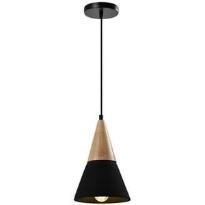 QUVIO Hanglamp langwerpig beton met hout zwart - QUV5141L-BLACK