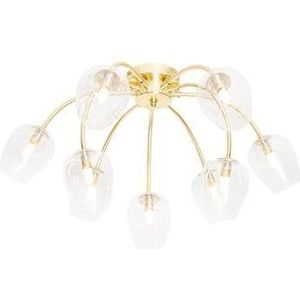 QAZQA Klassieke plafondlamp goud met glas 9-lichts - Elien
