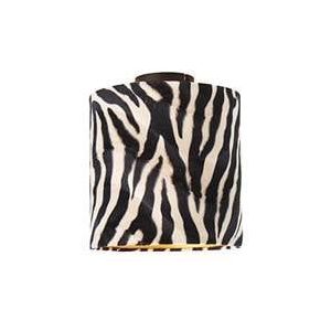 QAZQA Plafondlamp mat zwart velours kap zebra dessin 25 cm - Combi