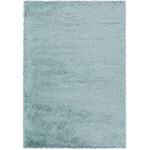 Flycarpets Hoogpolig Effen Vloerkleed - Kleur: Blauw - 80x150cm