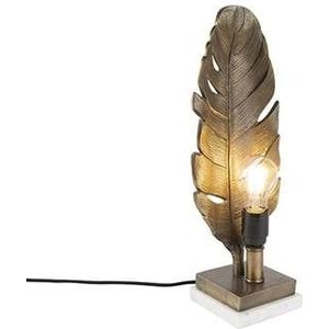QAZQA Art Deco tafellamp brons met marmeren voet - Leaf