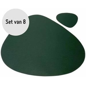 Krumble Placemat en onderzetter - 8 stuks - Design placemat set met onderzetter - Groen