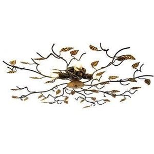 QAZQA Vintage plafondlamp zwart met goud 80 cm 4-lichts - Foglie