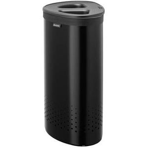 Brabantia Wasmand - 2 Vakken - met Deksel - 55 l - Matt Black / Dark Grey