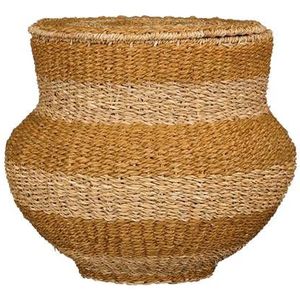 Mica Decorations Opbergmand met Deksel - H48 x �55 cm - Jute - Geel