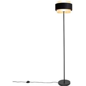 QAZQA Elif - Moderne Vloerlamp - Staande Lamp - 1 Lichts - H 150 cm - Zwart - Woonkamer
